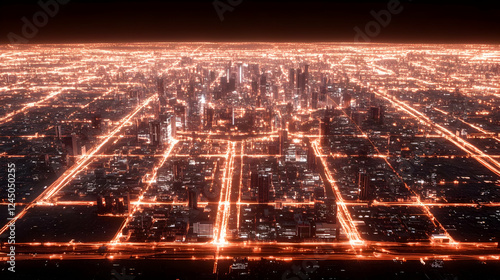 Aerial view of futuristic c...
