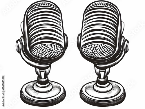Two Vintage Microphones Sta...