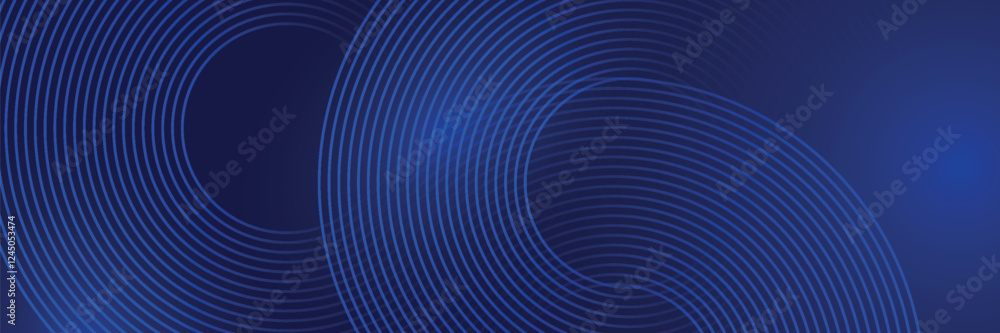 Obraz premium Circle lines abstract vector background. Minimal geometric circular dark blue pattern. Technology design concept. Modern shiny rounded lines banner.