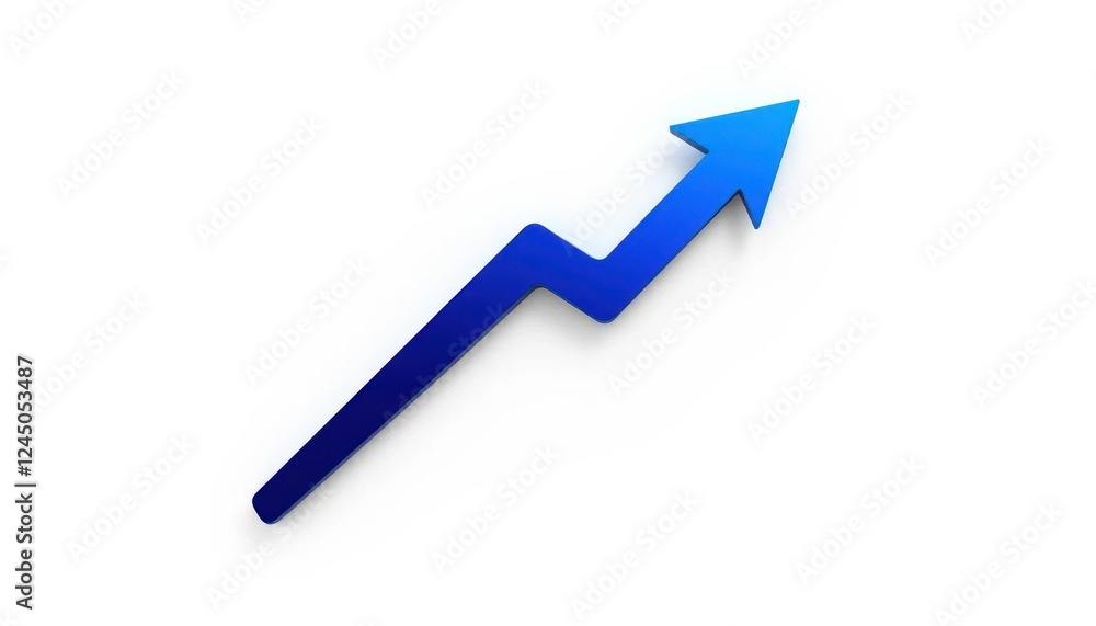3D Blue Arrow Graph Showing Upward Trend on White Background 3D Blue Arrow Graph Showing Upward Trend on White Background
