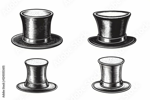 Four Vintage Top Hats Show ...