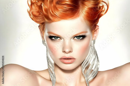 Stylish Woman with Red Hair...