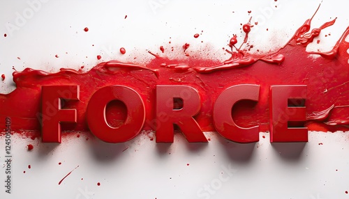 Red Force Typography Against a Paint Splash Background photo