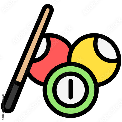 Billiards outline color icon. use for modern concept, print, UI, UX kit, web and app development. Vector EPS 10, related to entertainment, festival, hobbies.