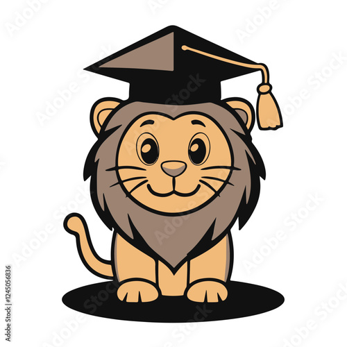 Proud Lion with Graduation Hat Silhouette – Symbol of Achievement