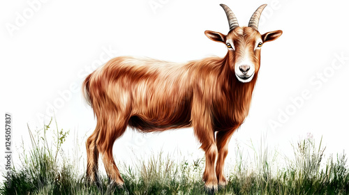 Brown Goat Stands Majestica...