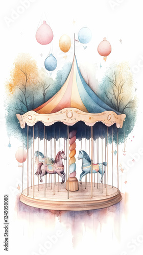 Whimsical Carousel with Hor...