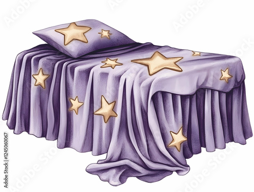 A Purple Bed with Gold Star...