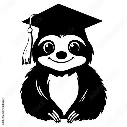 Sloth Graduation Hat Silhouette – Downloadable Vector for Graduation Themes