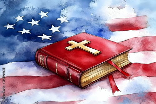 Red Holy Book with Golden C...