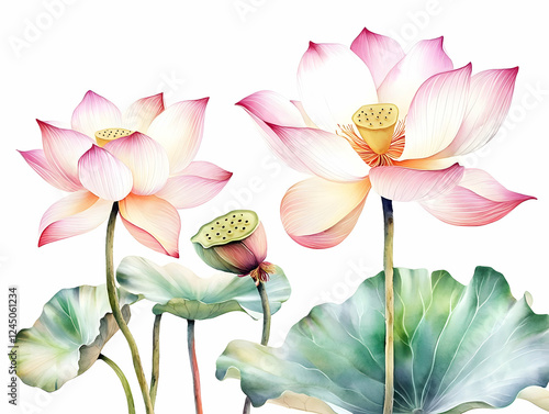 Pink Lotus Flowers Bloom El...