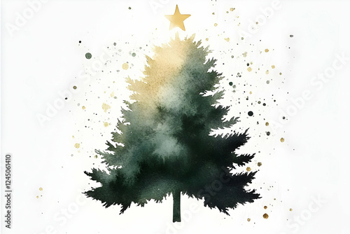 Watercolor Christmas Tree w...