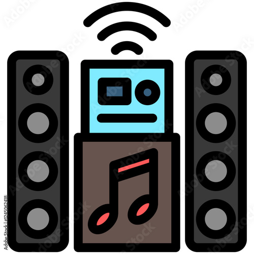 Speaker Box outline color icon. use for modern concept, print, UI, UX kit, web and app development. Vector EPS 10, related to entertainment, festival, hobbies.