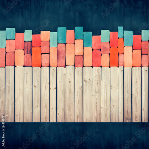 Colorful Blocks Rests on Wo...