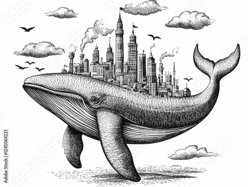 A Whale Carries a City on i...