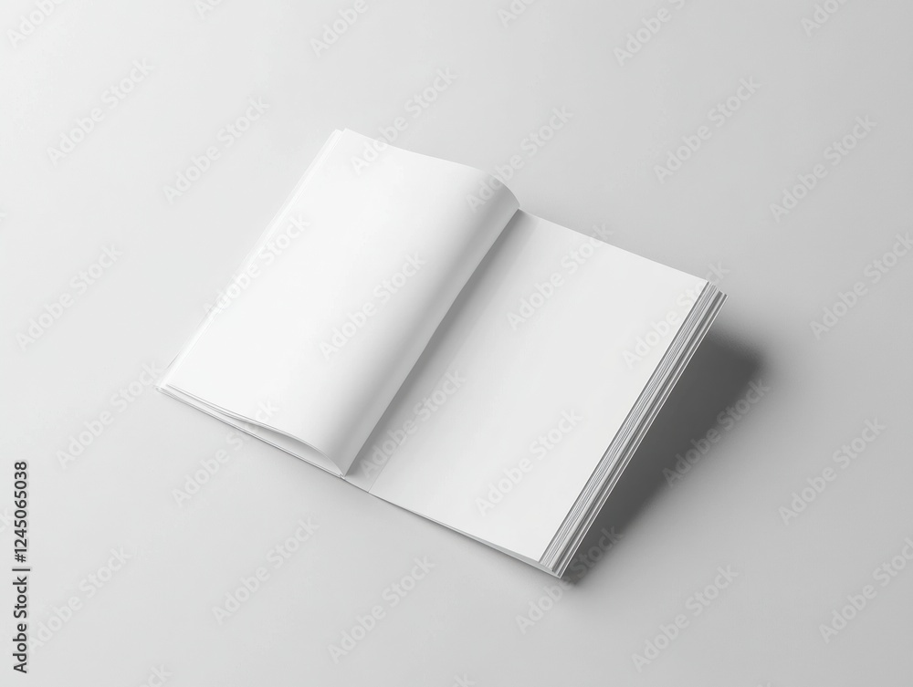 Open Blank Book Displayed on a White Surface Represents Space for Text and Pictures Ready to be Filled Open Blank Book Displayed on a White Surface Represents Space for Text and Pictures Ready to be Filled