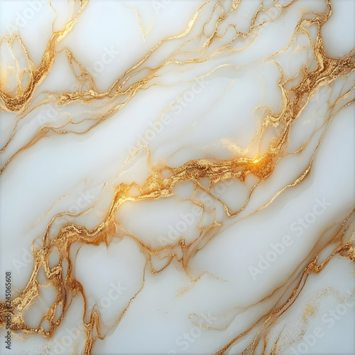 Abstract white and gold mar...