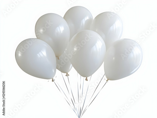 Seven White Balloons Float ...