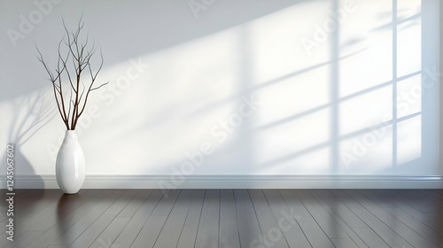 Empty Room with White Vase ...