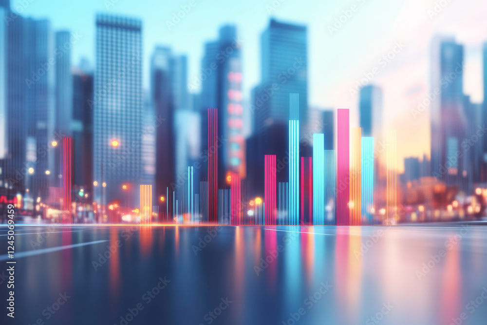 Colorful abstract cityscape with digital elements Colorful abstract cityscape with digital elements