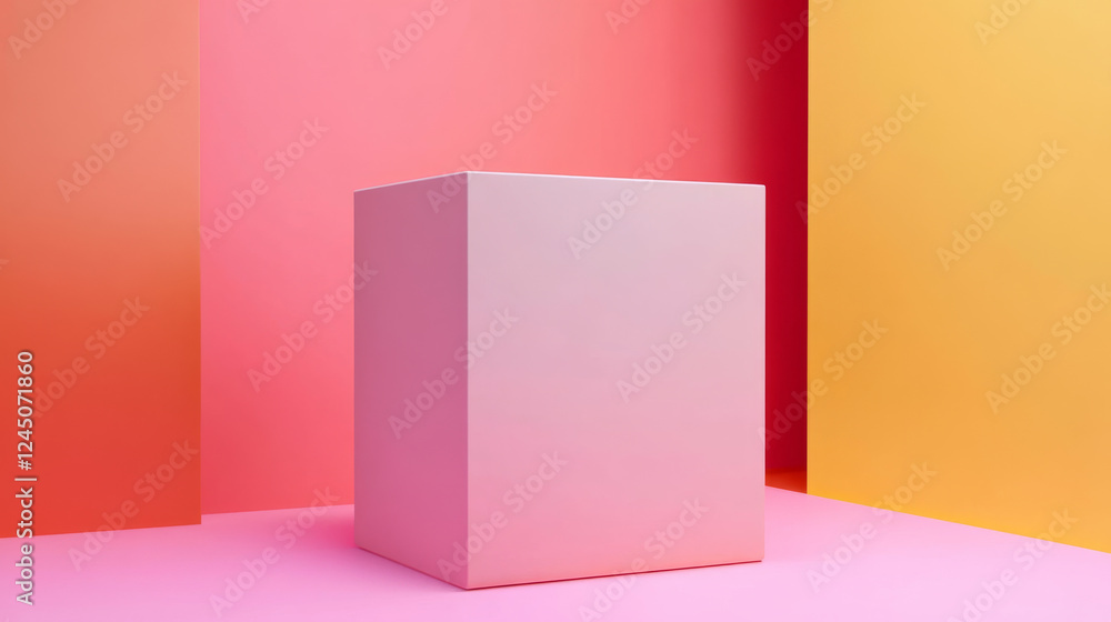 Colorful geometric cube on vibrant background Colorful geometric cube on vibrant background