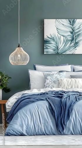 Cozy Blue Bedroom Interior ...