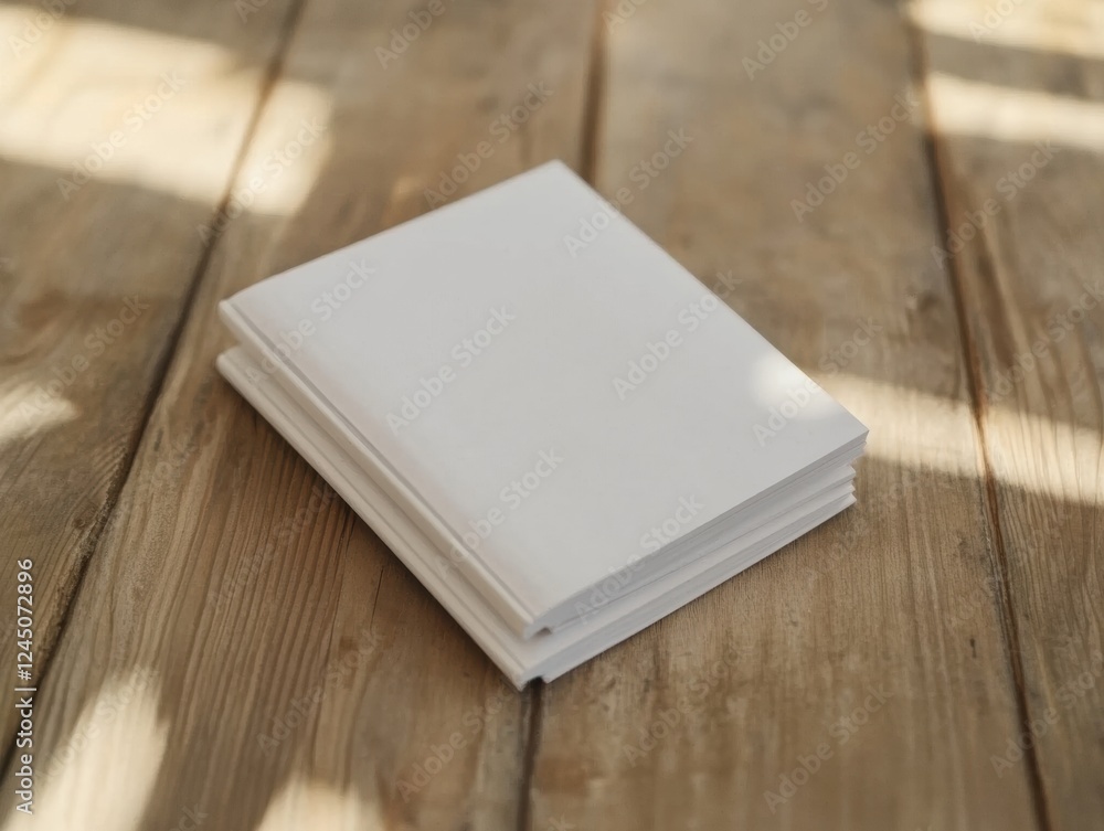 Plain Notebook on Wooden Background with Sunlight Creating a Simple and Clean Composition Plain Notebook on Wooden Background with Sunlight Creating a Simple and Clean Composition