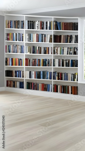 White Bookshelves Filled wi...