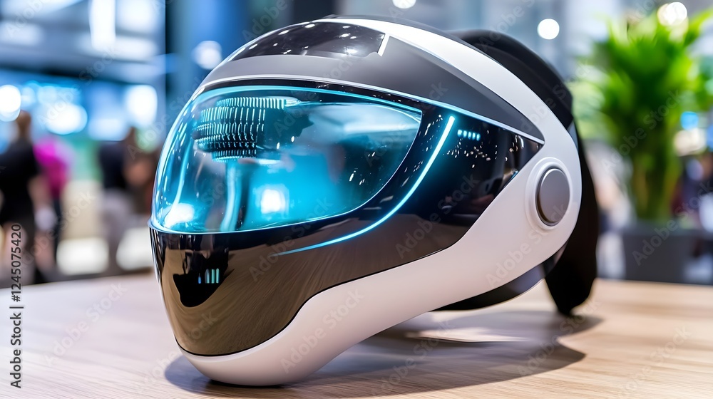 Fototapeta premium futuristic vr helmet, sci-fi tech headgear - metaverse