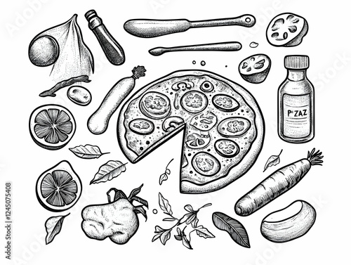 Detailed Pizza Slice Illust...