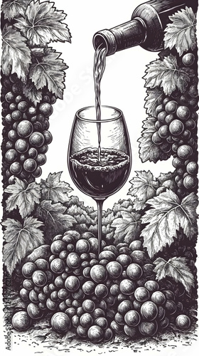 Vintage wine pouring into g...