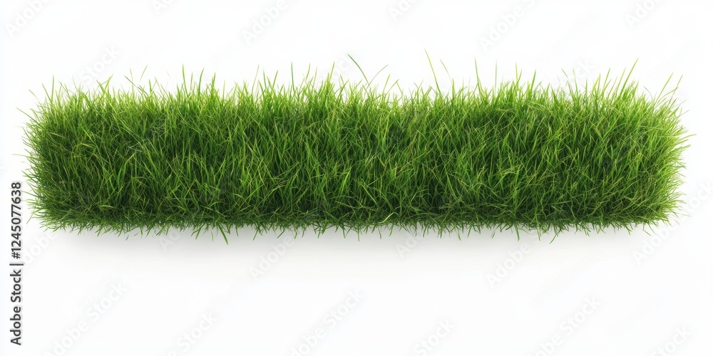 Strip of Lush Green Grass on White Background Close Up Detail Artificial Turf Lawn Garden Element Strip of Lush Green Grass on White Background Close Up Detail Artificial Turf Lawn Garden Element