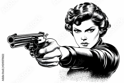 Woman Aims Revolver with In...
