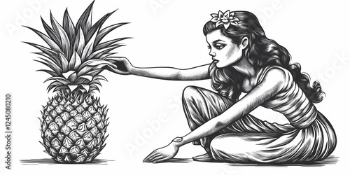 Woman Gently Touches a Ripe...