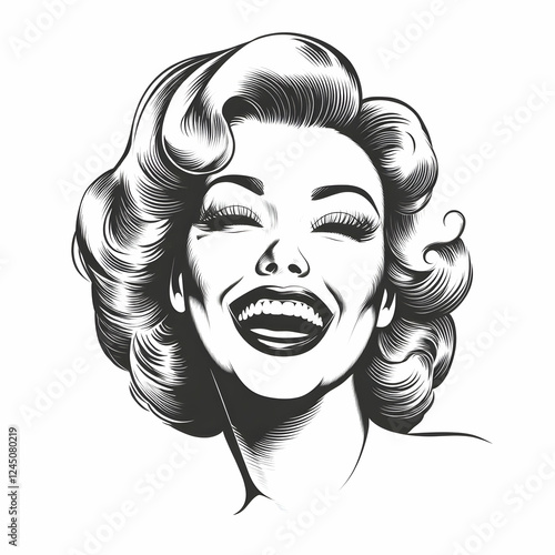 Retro Woman with Eyes Close...