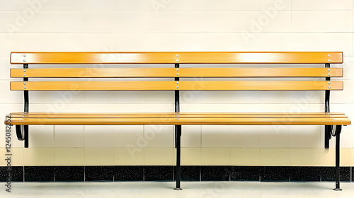 Empty Wooden Bench Stands A...