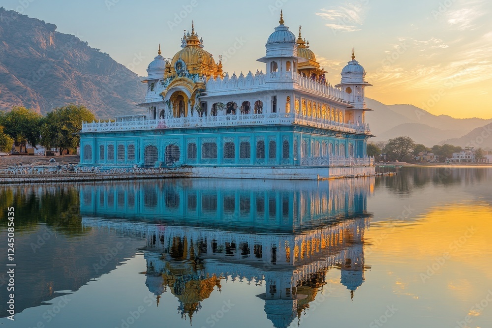 Fototapeta premium Sunrise over lake palace, Rajasthan, India