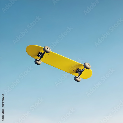 Yellow Skateboard Flies Hig...