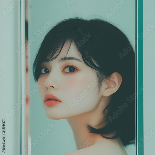 Woman with Short Black Hair...