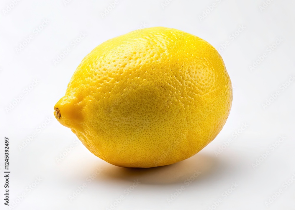 Minimalist Lemon Photography: Single Lemon on White Background - Stock Photo Minimalist Lemon Photography: Single Lemon on White Background - Stock Photo