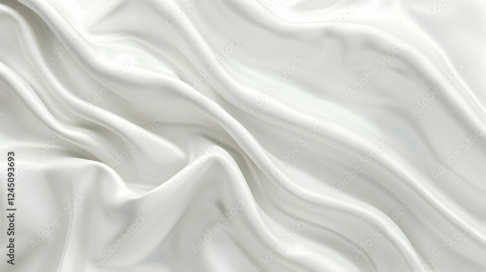 Smooth white satin fabric draped elegantly, showcasing soft folds and subtle shine, ideal for backgrounds Smooth white satin fabric draped elegantly, showcasing soft folds and subtle shine, ideal for backgrounds