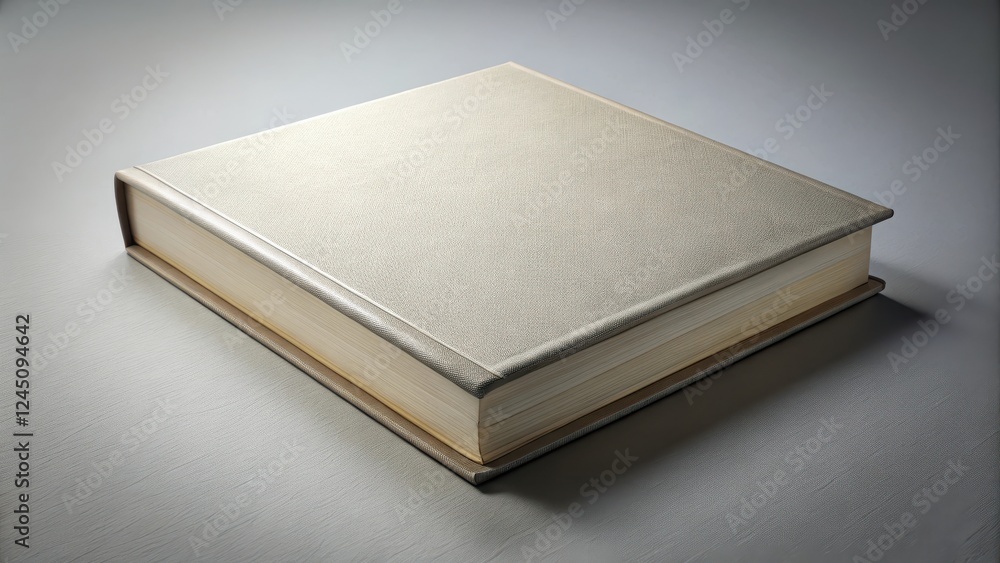 Isolated hardcover book on soft gray background with subtle texture and gentle illumination, showcasing the embossed cover and raised font details, publishing, books on shelf Isolated hardcover book on soft gray background with subtle texture and gentle illumination, showcasing the embossed cover and raised font details, publishing, books on shelf