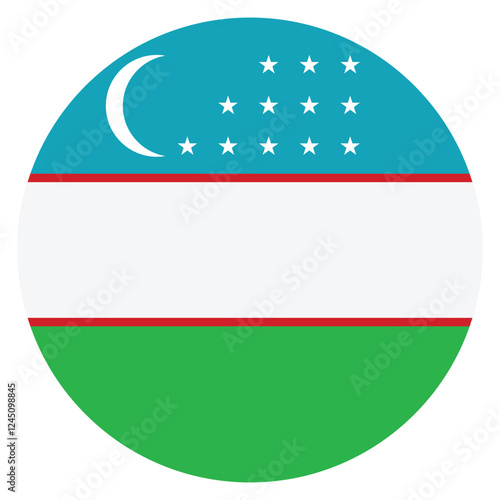 Uzbekistan circle flag logo icon digital vector illustration