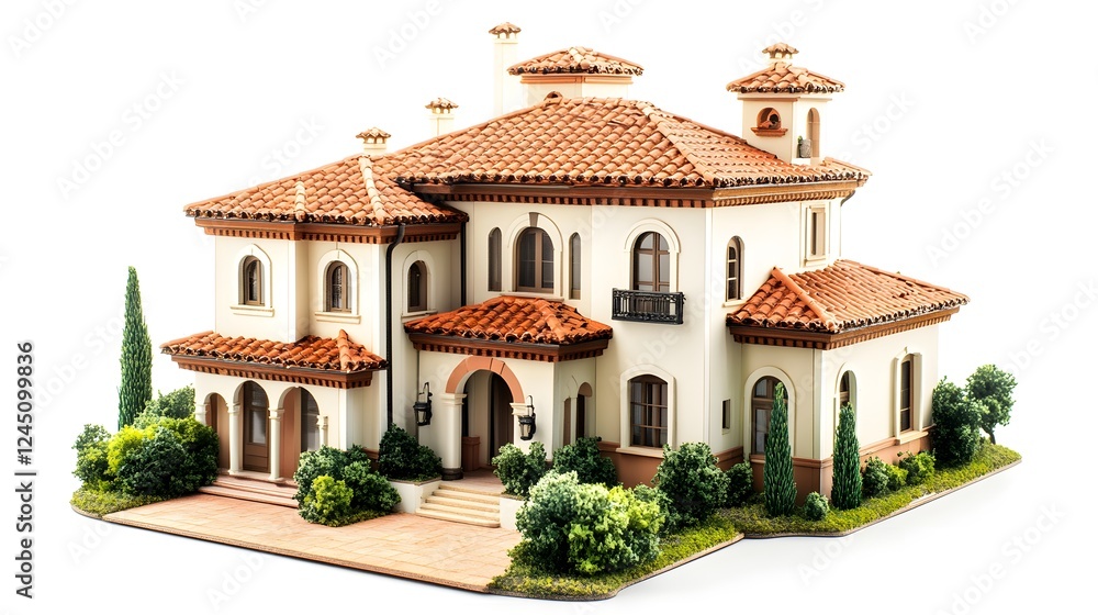 Cartoon House with Unique Architectural Style Isolated In White Background Cartoon House with Unique Architectural Style Isolated In White Background