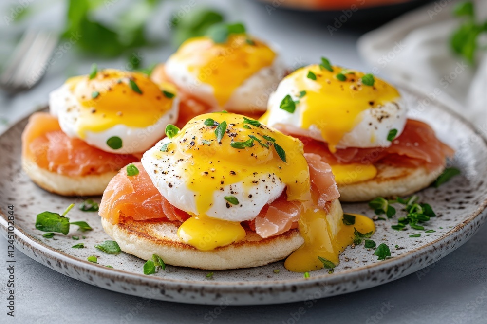 Delicious eggs benedict recipe home kitchen food photography bright setting close-up culinary delight Delicious eggs benedict recipe home kitchen food photography bright setting close-up culinary delight