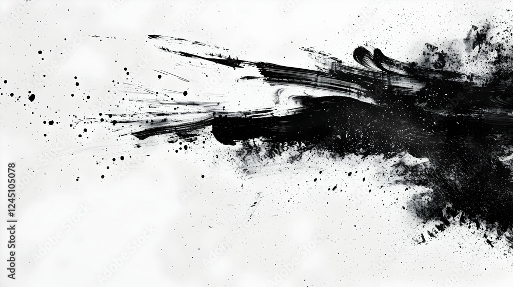Obraz premium Abstract black and white paint splash creating dynamic motion on a canvas background