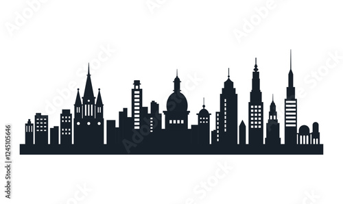 Silhouette of Cityscape Skyscrapers Buildings Landscape Wallpaper in Modern City Town