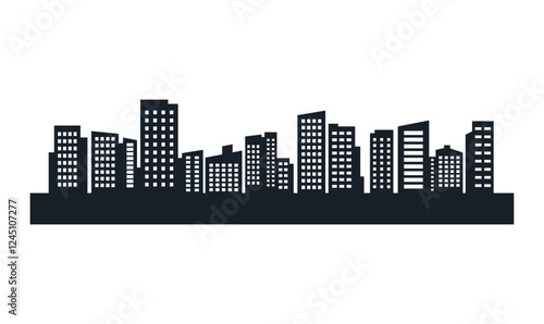 Silhouette of Cityscape Skyscrapers Buildings Landscape Wallpaper in Modern City Town