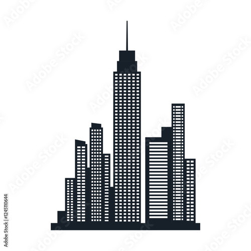 Silhouette of Cityscape Skyscrapers Buildings Landscape Wallpaper in Modern City Town