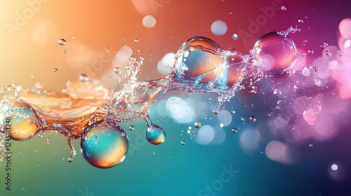 Fototapeta Naklejka Na Ścianę i Meble -  High definition water drops on surface with vivid background for wallpaper design